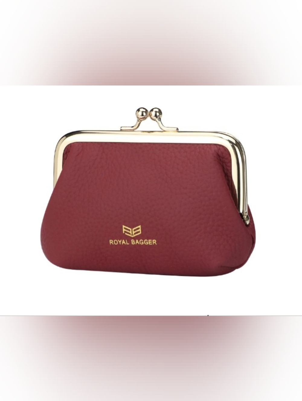 Royal Bagger RFID Leather Kisslock Wallet In Cranberry